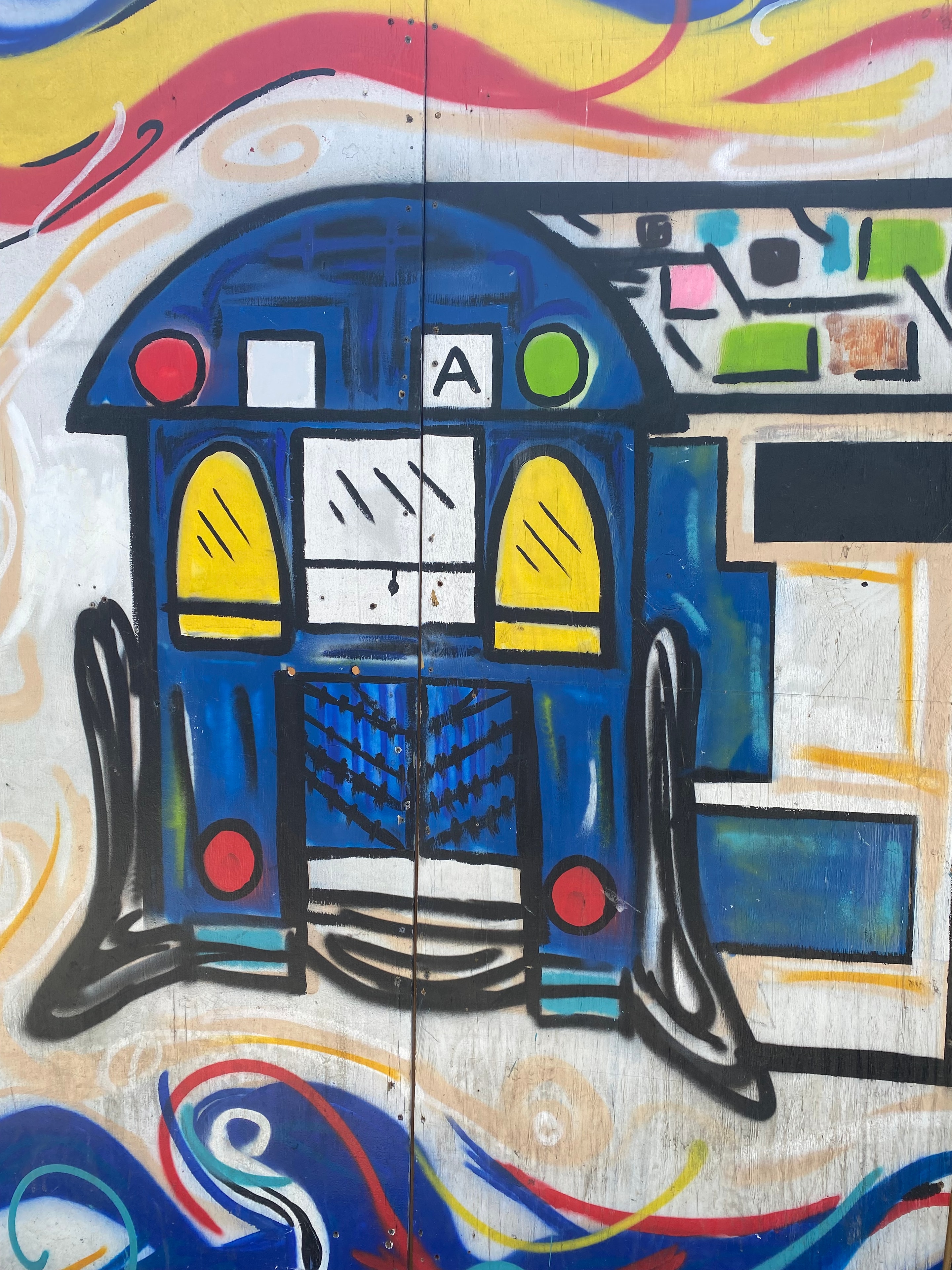 Colorful abstract robot street art mural, the Bronx, NYC. Photography by Wanda Jones-Lopez.